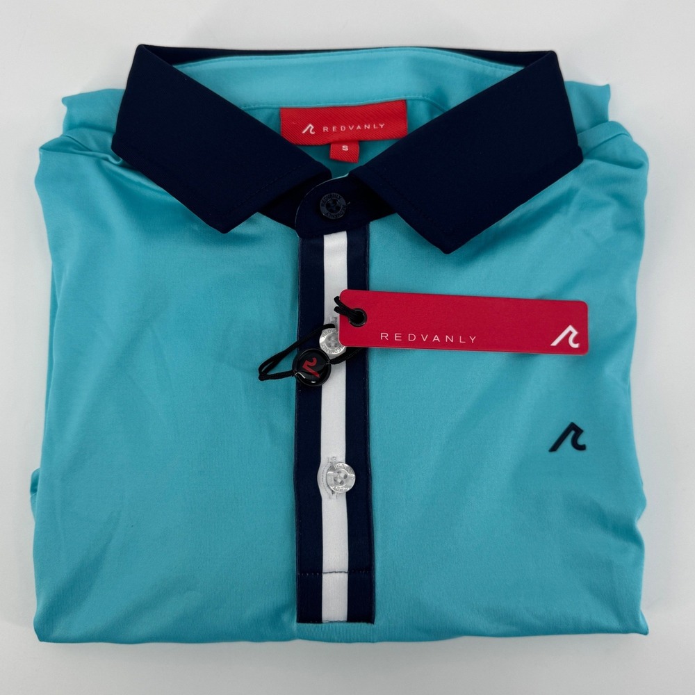 REDVANLY Monroe Polo Shirt Mens Small Curacao Blue Broken Sound Club R2524 NEW